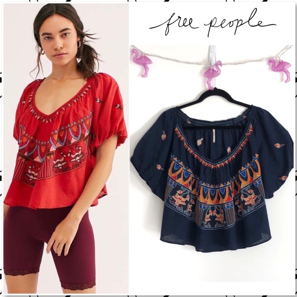 Free People Tops - Free People Wind in Her Hair Blue Boho Top NWOT XS